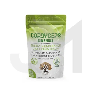 A green bag of cordyceps sinensis.